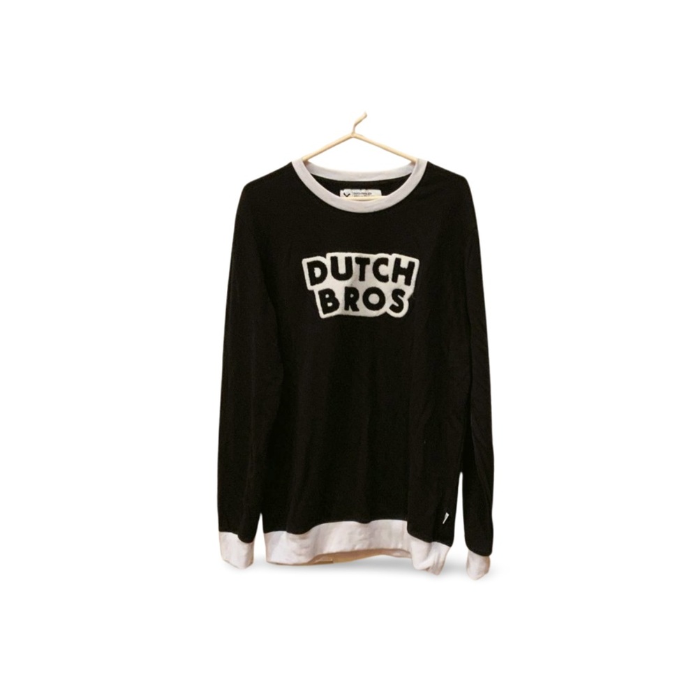 Dutch Bros Black & White Flocked Logo Sweatshirt Size L